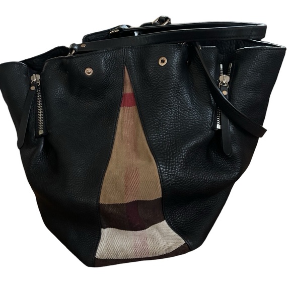 BURBERRY Maidstone Medium Leather and House Check Canvas Tote/Shoulder Bag - Picture 4 of 14